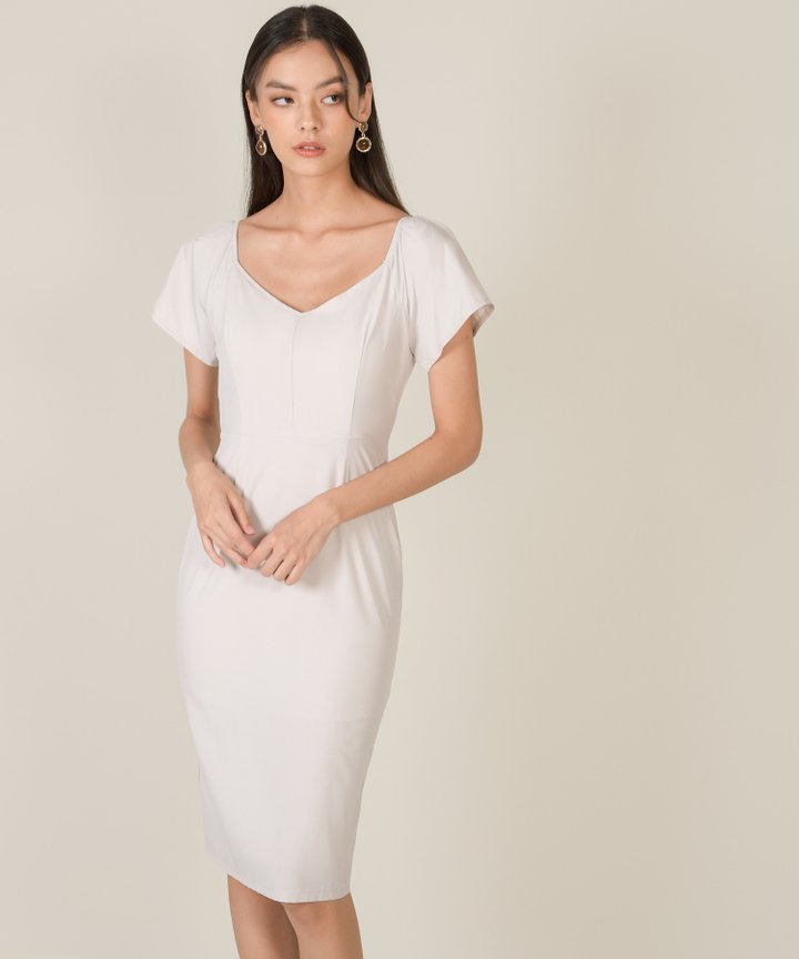 Bettany Tailored Midi Dress - Pale Greige