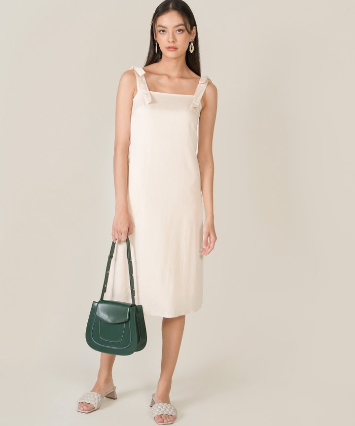 Elyse Tie Shoulder Midi Dress - Ecru