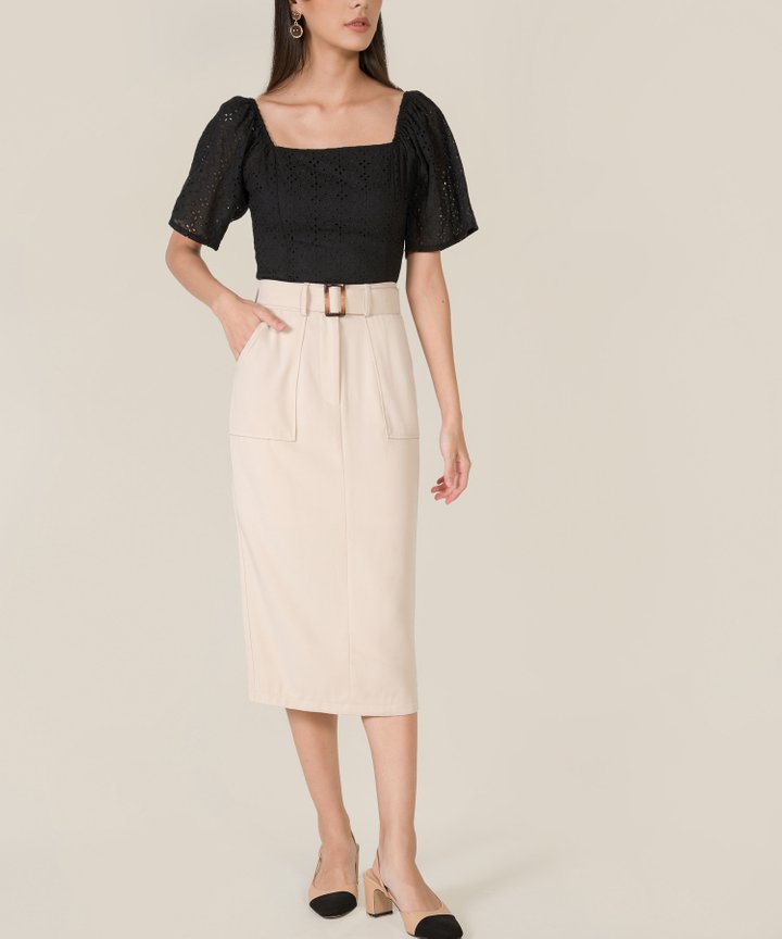 Heloise Broderie Top - Black