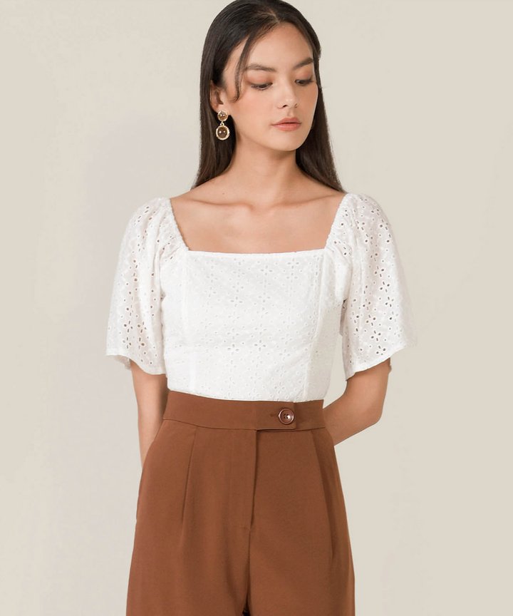 Heloise Broderie Top - White