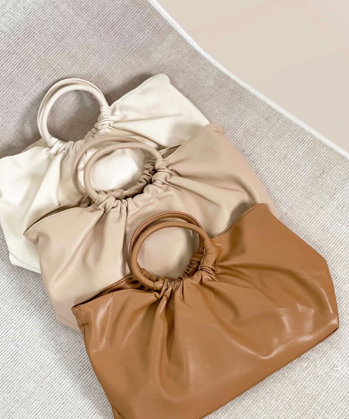 Malta Ruched Handbag - Sand