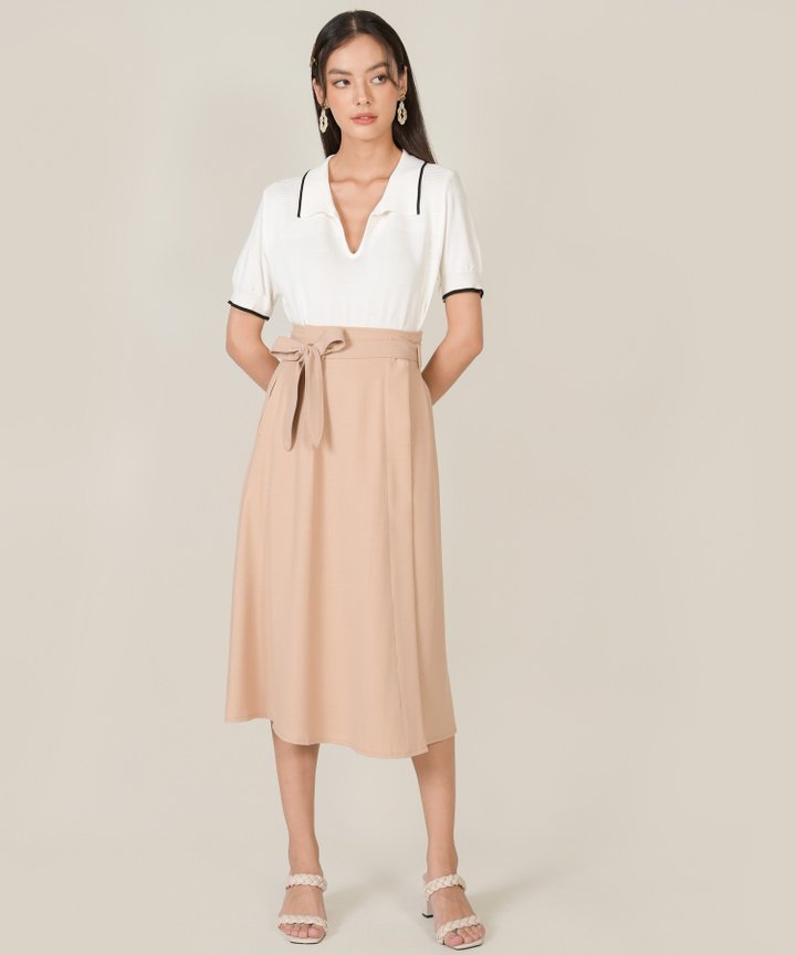 Zenith Contrast Knit Top - Off-White