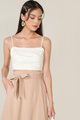 bindi linen ruched cropped top with afar contrast handbag