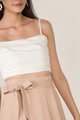 bindi linen ruched cropped top in white close up