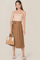 bindi linen ruched cropped top in sand colour