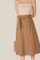 bindi linen ruched cropped top with mallory belted midi skirt