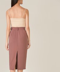 brooklyn belted midi skirt in eggnog colour back view