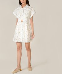 hvv atelier lucia floral embroidered shirtdress in white