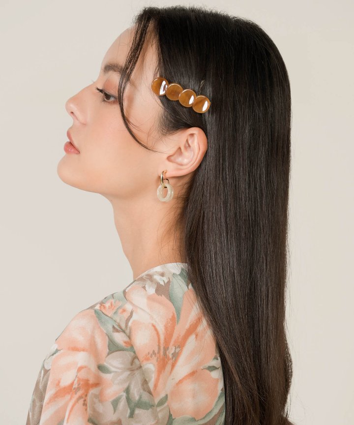 Cain Circles Hairclip - Brown