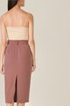 brooklyn belted midi skirt in eggnog colour back view