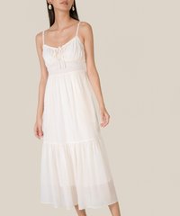 belize swiss dot maxi dress in ivory colour