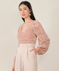 hollandia floral smocked blouse in rose pink colour