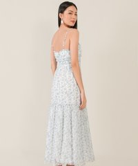 hvv atelier allons floral ruffle maxi dress in blue back view