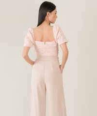 rosé ruched women's cropped top in pale pink back view