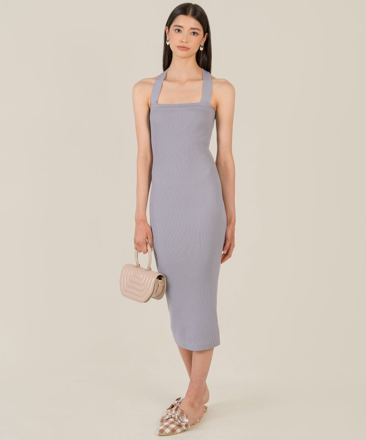 Shellona Halter Knit Midi Dress - Periwinkle