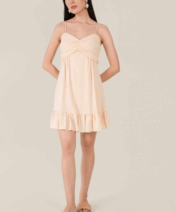 Allise Ruched Tiered Dress - Custard