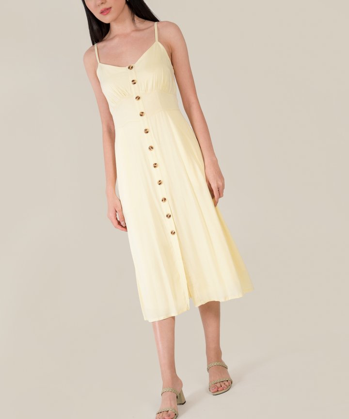 Arushi Button Down Midi Dress - Lemonade