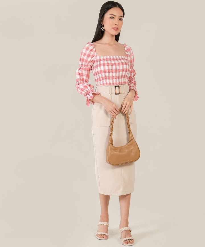 Aspen Gingham Smocked Top - Pink