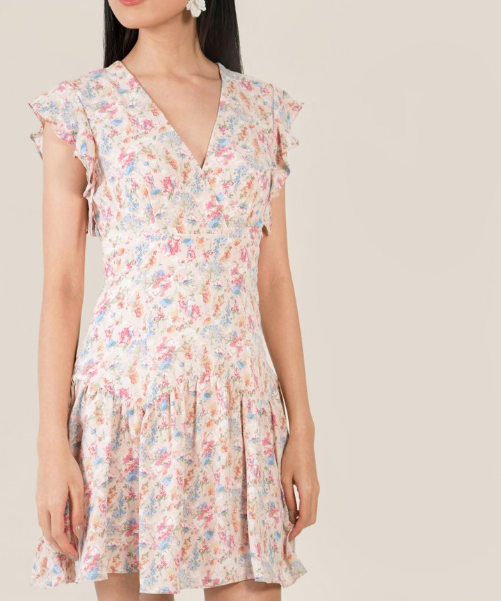 Ruth Floral Dress - Blush Pink