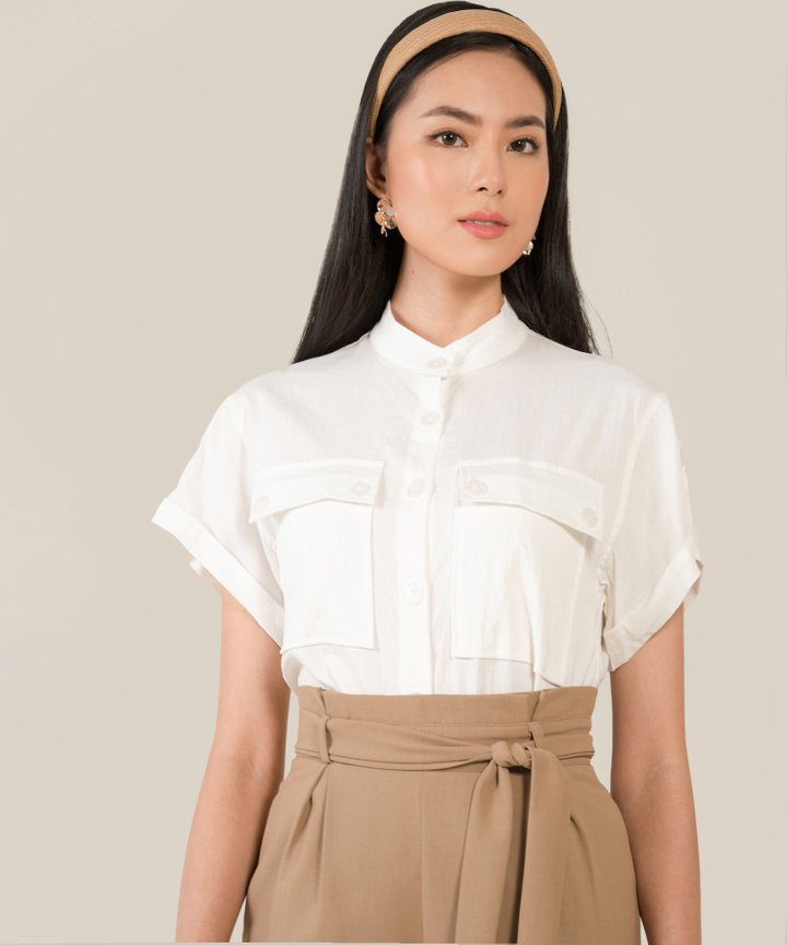 Caville Cuff Sleeve Blouse - White