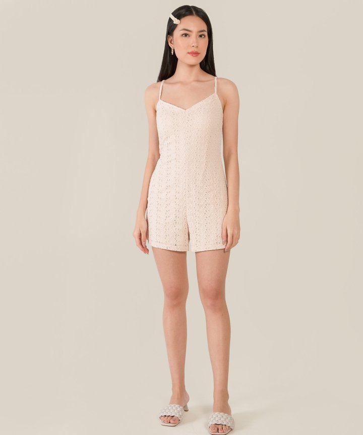Eisen Broderie Playsuit - Pale Nude