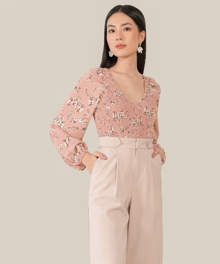 Hollandia Floral Smocked Blouse - Rose Pink