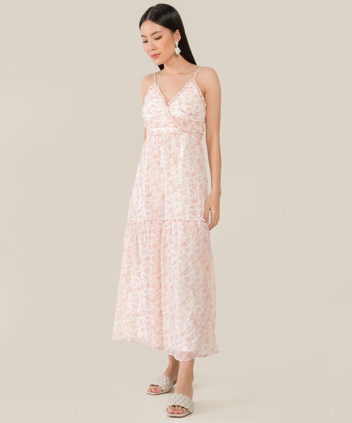 HVV Atelier Allons Ruffle Trim Tiered Maxi Dress - Pink