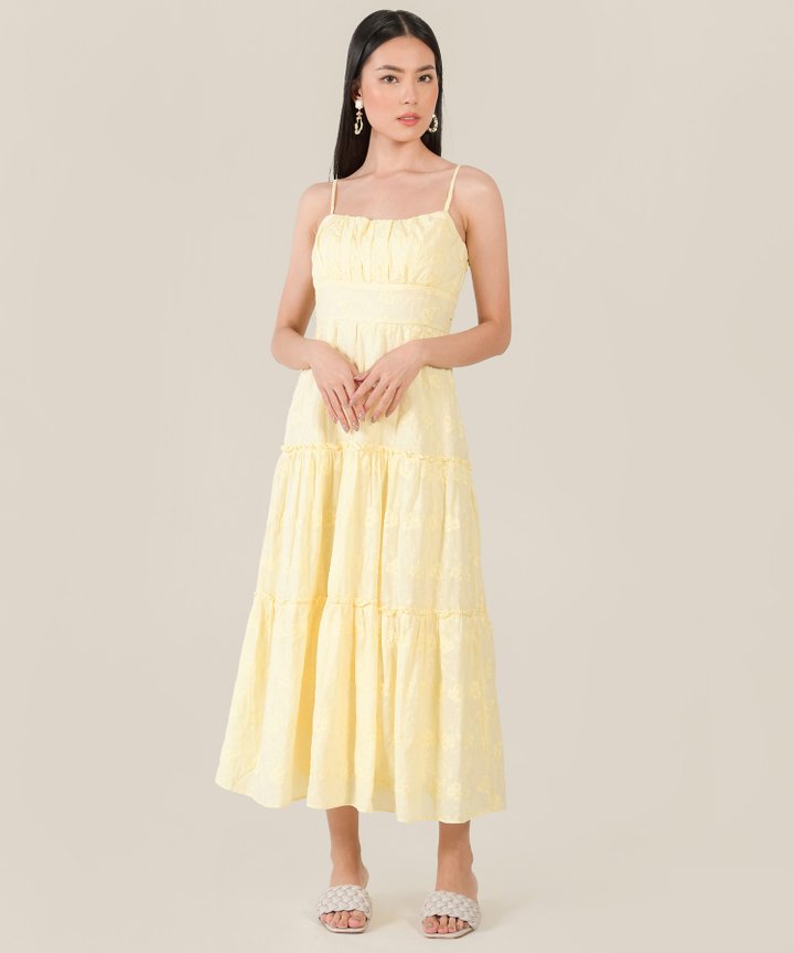 HVV Atelier Violis Floral Embroidered Maxi Dress - Lemonade