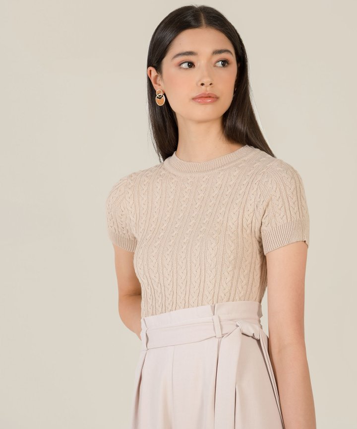 Reno Cable Knit Top - Oat
