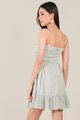 allise ruched ruffle dress in copen blue back view