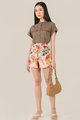 Amie Floral Shorts in Custard colour
