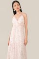 hvv atelier allons floral ruffle maxi dress in pink close up view