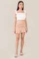 pinnacle ruched ruffle skirt in nude pink