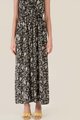 resa abstract floral ruffle jumpsuit in black lower close up view