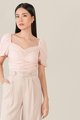 rosé ruched women's cropped top in pale pink