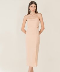 Althea Cut Out Midi Dress in Rose Quartz