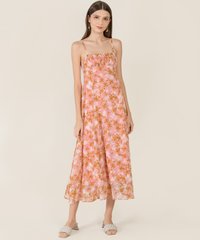 Aveline Printed Ruched women's online fashion Midaxi dress in Rose