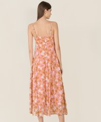 Aveline Printed Ruched women's Midaxi dress in Rose back view