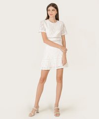Cirlene Open Back Women's Lace Dress online clothing in White