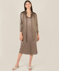 Elysian Olive Satin Shirtdress and Chemise Women's Dresses Online