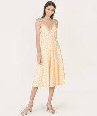 HVV Atelier Osuna Broderie women's Midaxi Dress in yellow online clothing