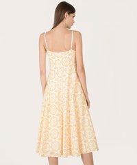 HVV Atelier Osuna Broderie women's Midaxi Dress in yellow back view