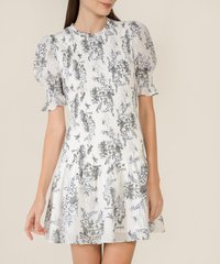 HVV Atelier Sierra Floral Shirred Dress in Navy Women's Fashion close up view