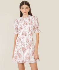 HVV Atelier Sierra Floral Shirred Dress in red Online Fashion Blogshop