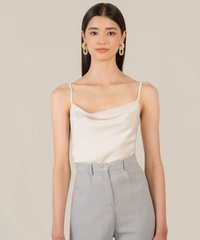 theia cowl neck women's camisole top and grey palazzo pants