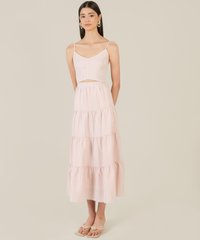 tulsa gingham women's cropped top and maxi skirt in pink