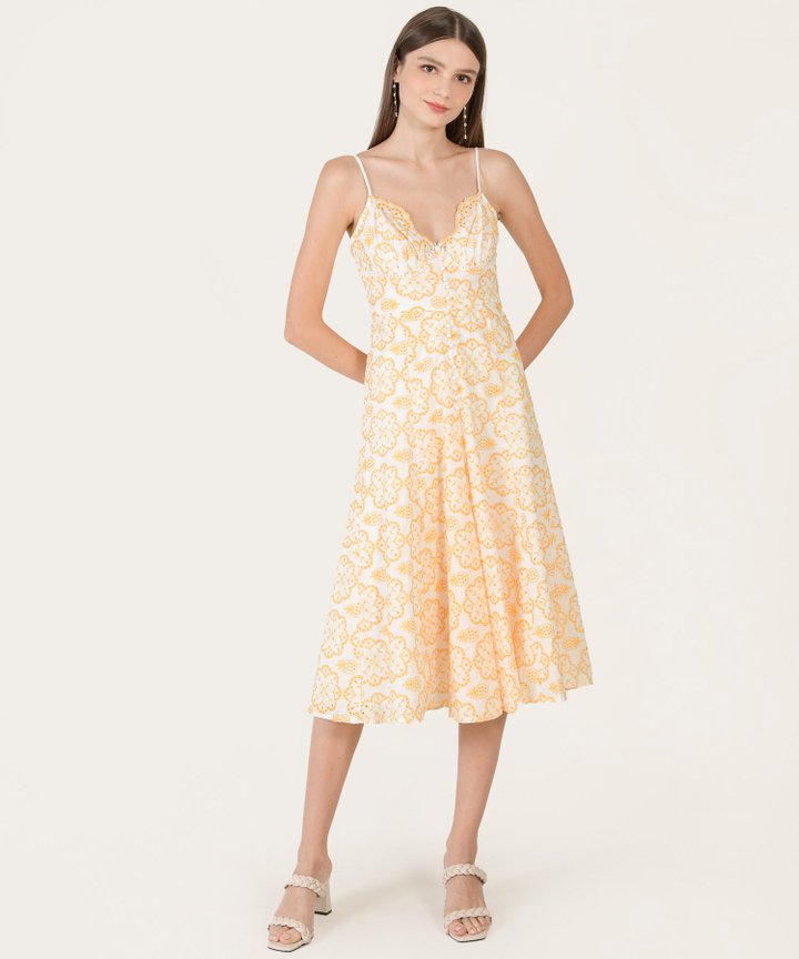 HVV Atelier Osuna Broderie Midaxi Dress - Pineapple