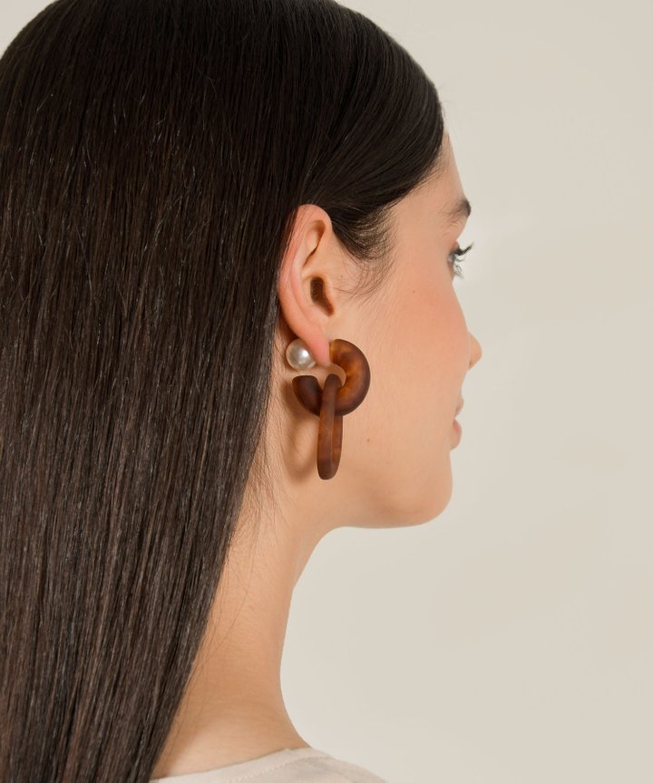 Lachlan Interlink Earrings - Brown