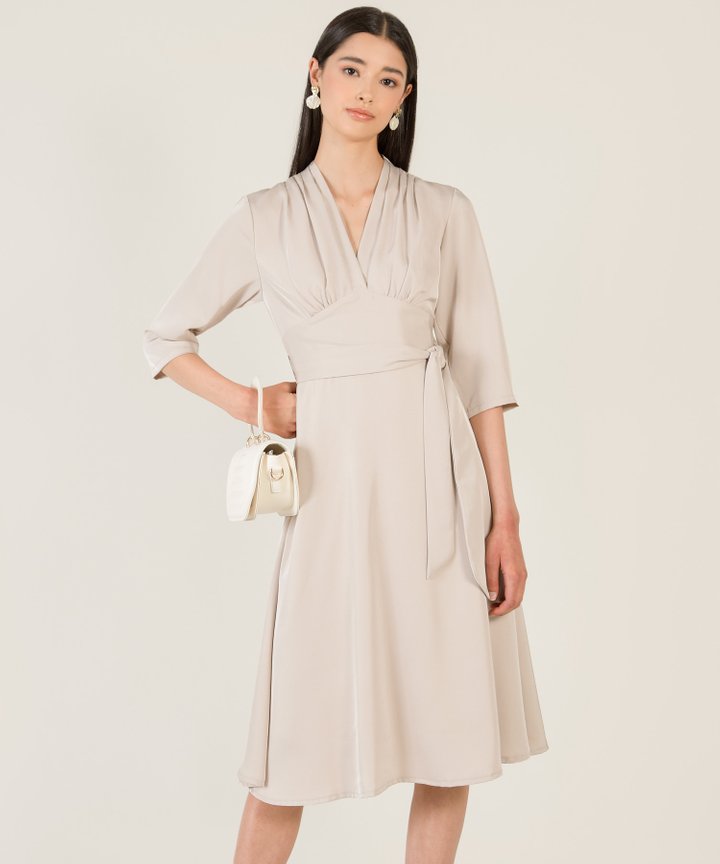Myth Ruched Midi Dress - Mink