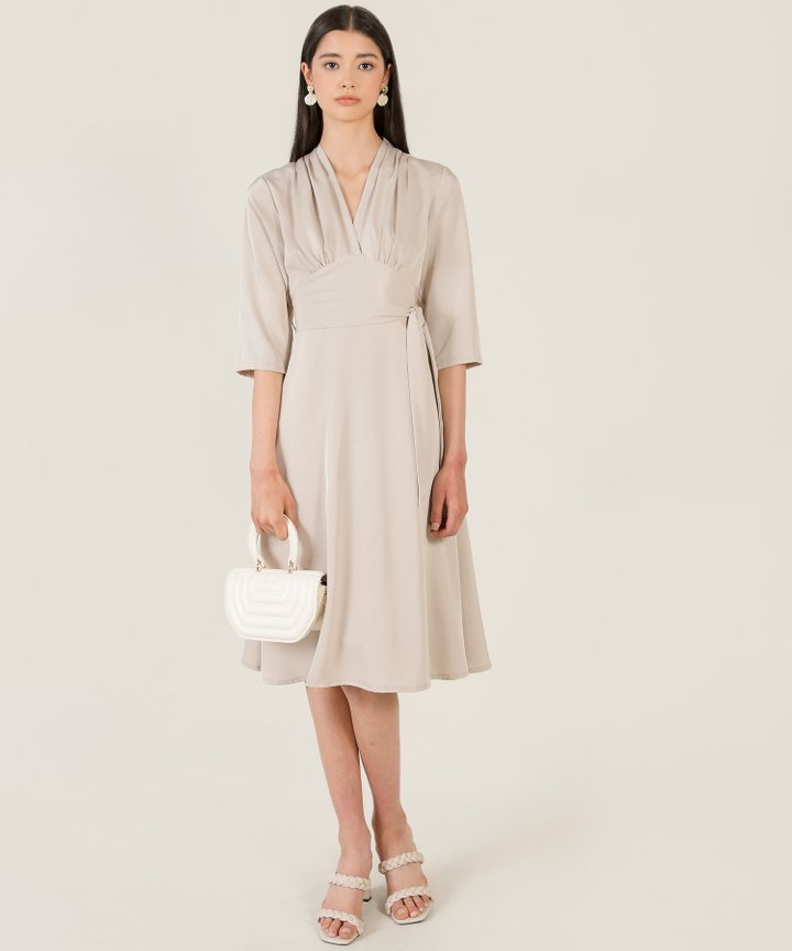 Myth Ruched Midi Dress - Mink